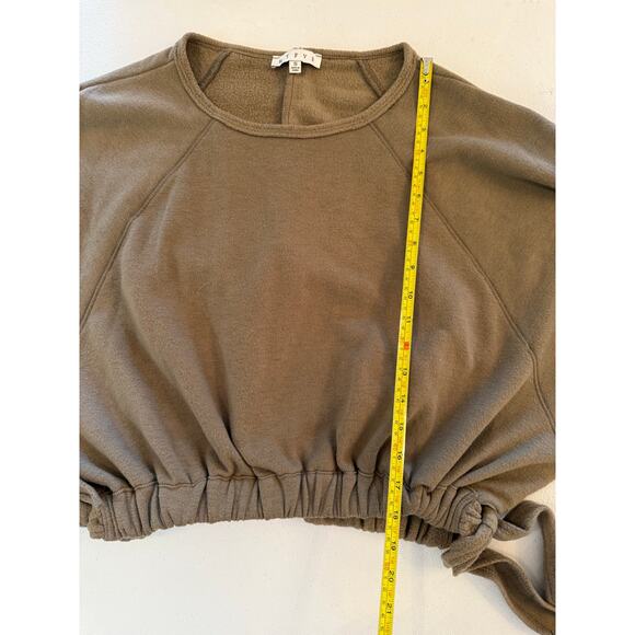 HYFVE Women's Brown Cropped Side Ties Elastic Waist Sweatshirt Pullover Size S - Picture 5 of 5